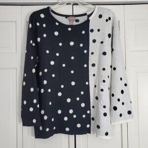 Chico's Touch of Cashmere Black White Polka Dot Sweater Size 3